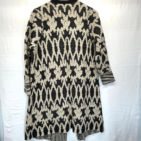 Lucky Brand Live in Love Cardigan Wmns 1X Black Cream Open Sweater Pockets Boho - Picture 3 of 12